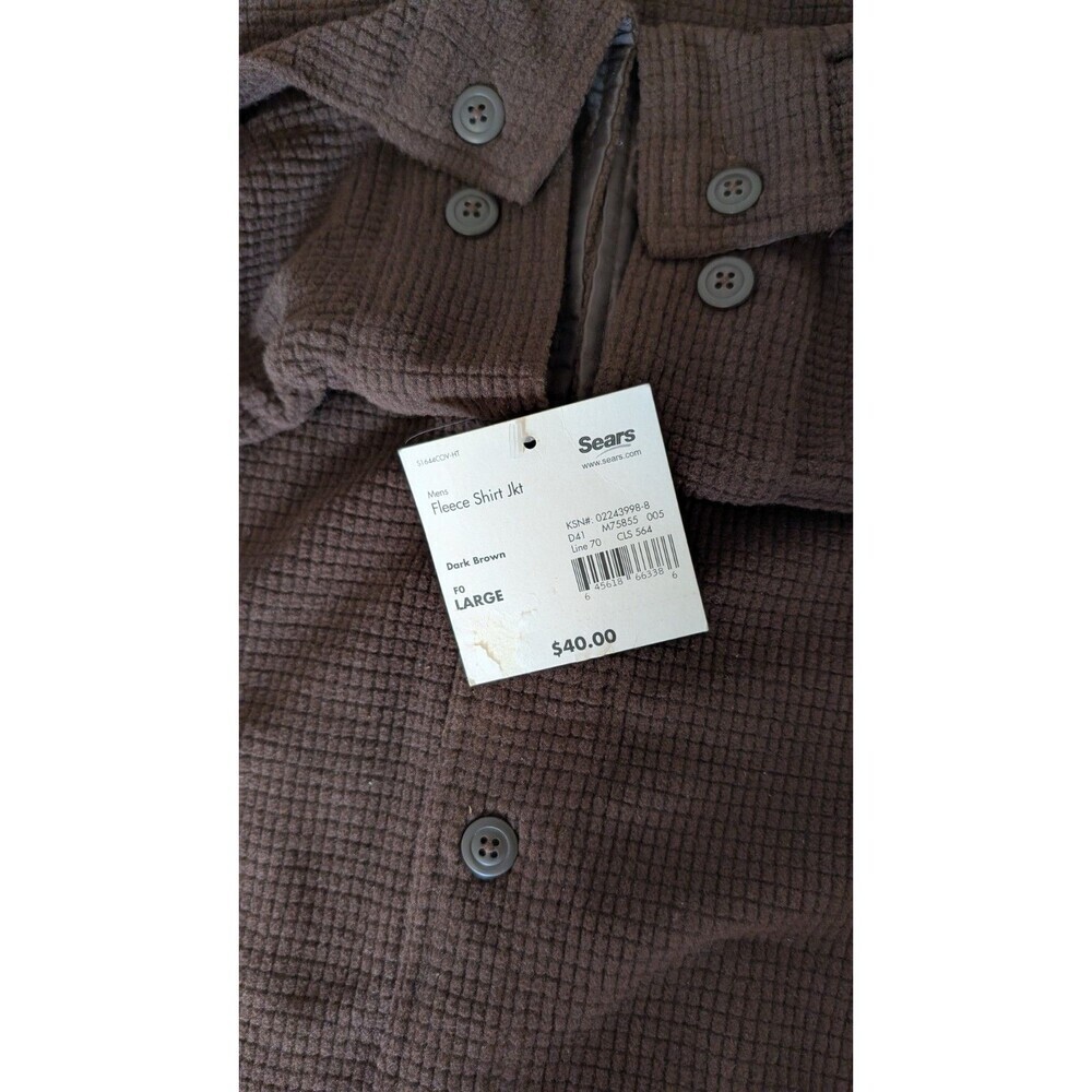 Vintage Covington Sears Men’s L Brown Waffle Knit Shirt Jacket Shacket Long Slve - Picture 4 of 6